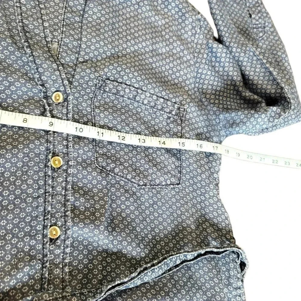 Cloth and Stone size xs Chambray Denim Printed Belted button down Tunic Top - Picture 4 of 10